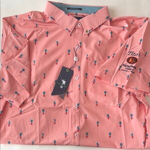 William Murray Golf Pink Cactus Print Shirt